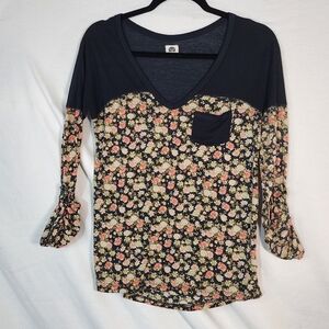 Roxy Black Floral Long Sleeve Top